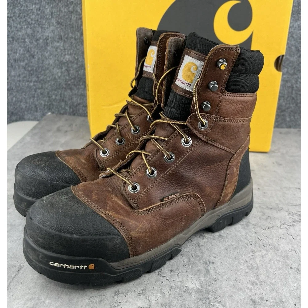 Carhartt Ground Force Work Boots Men 8W Brown Waterproof Composite Toe CME8355